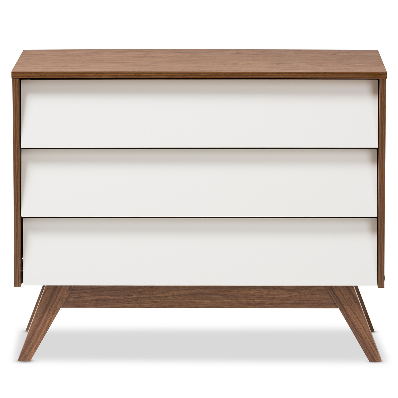 Baxton Studio Hildon Mid Century Modern White and Walnut Wood 3